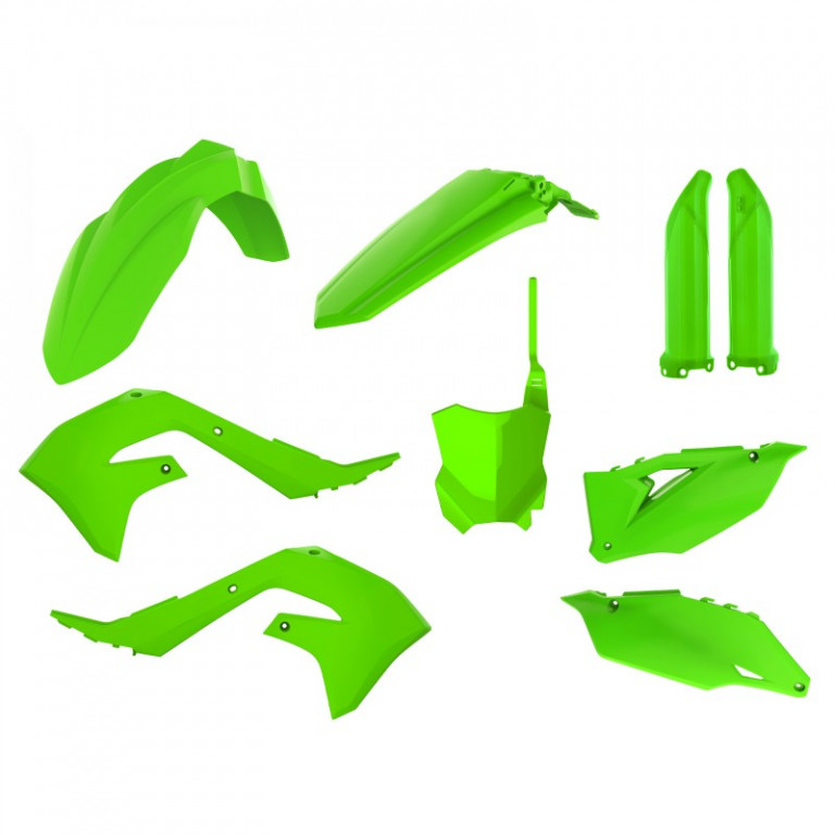 Plastic body kit POLISPORT 91025 lime green for KAWASAKI KX 250 (F) 4T 2021-2023, KAWASAKI KX 450 (F) 2019-2023