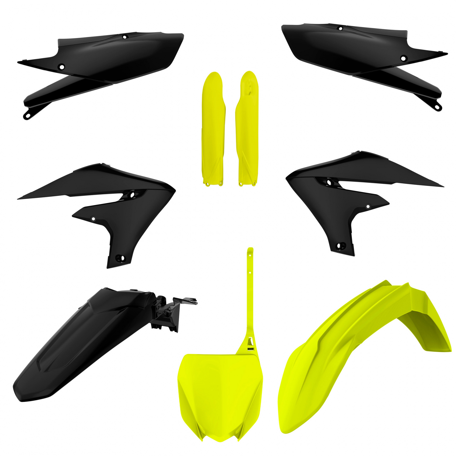 Plastic body kit POLISPORT 91049 Yellow flo / Black