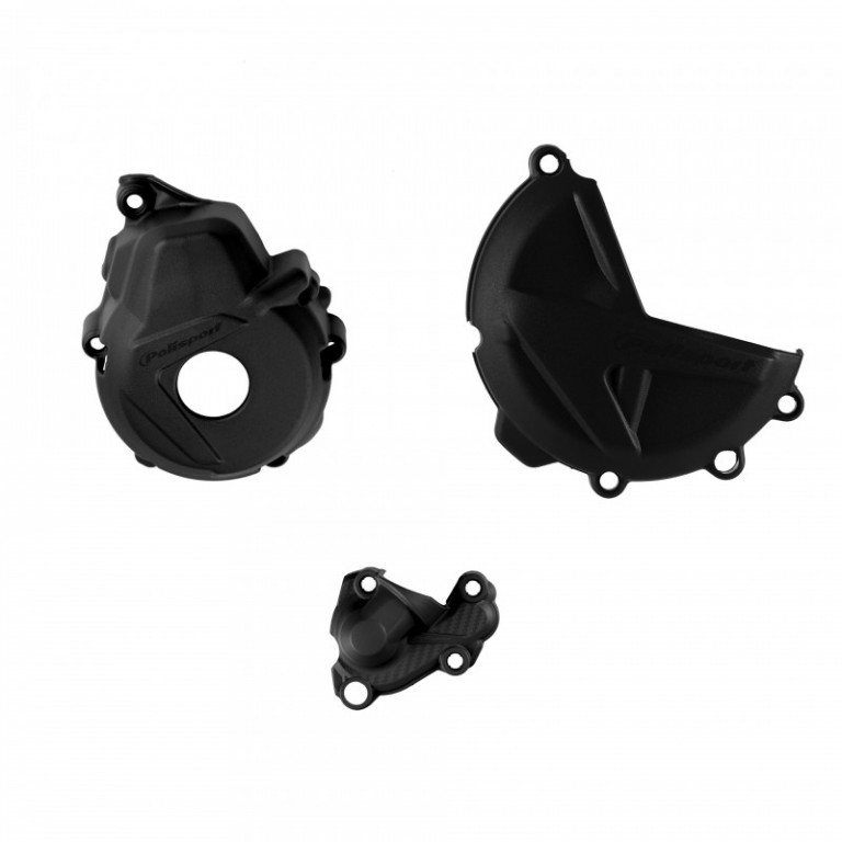 Clutch and ignition cover protector kit POLISPORT 91322 Crni