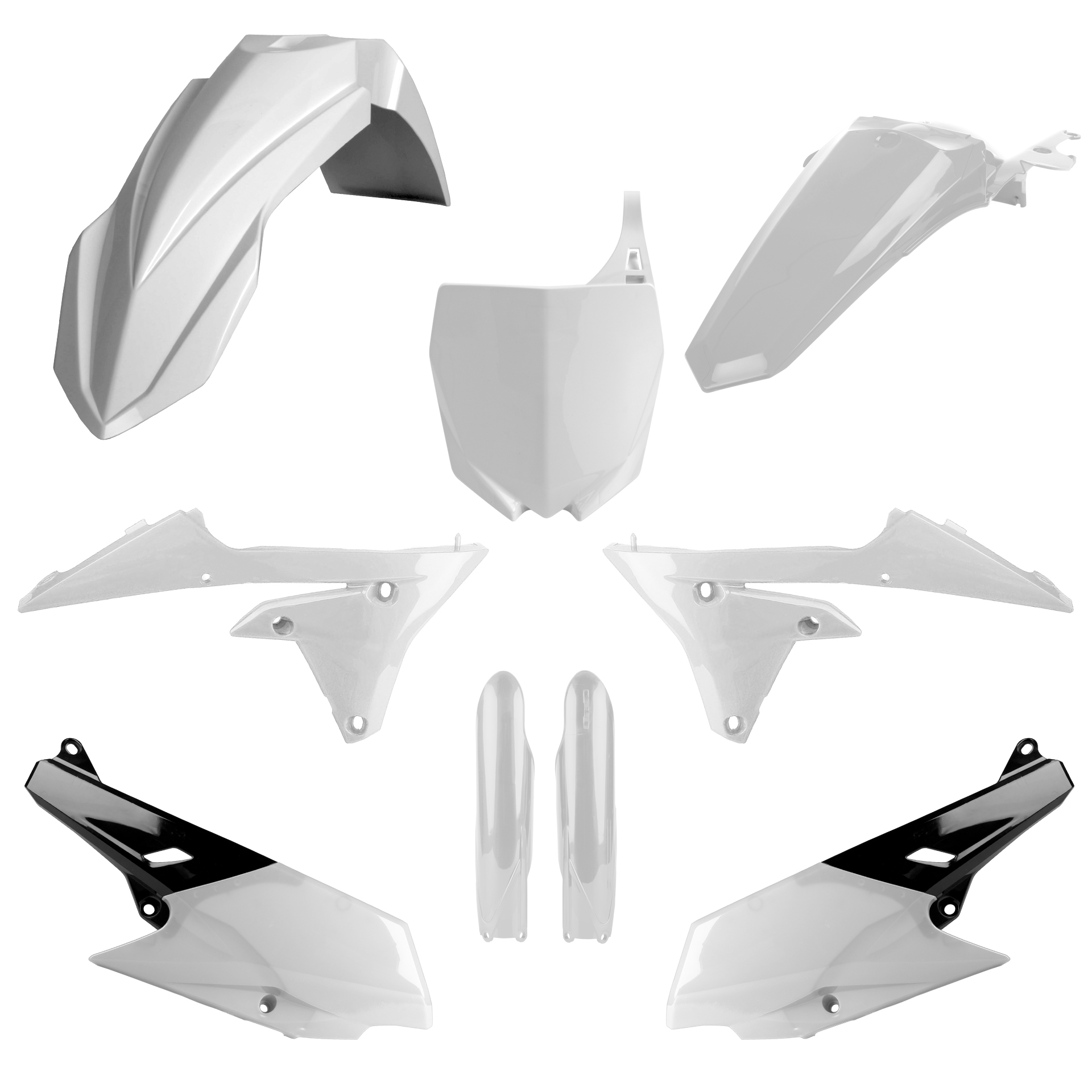 Plastic body kit POLISPORT 91403 White for YAMAHA YZ 250 F 2014-2018, YAMAHA YZ 450 F 2014-2017