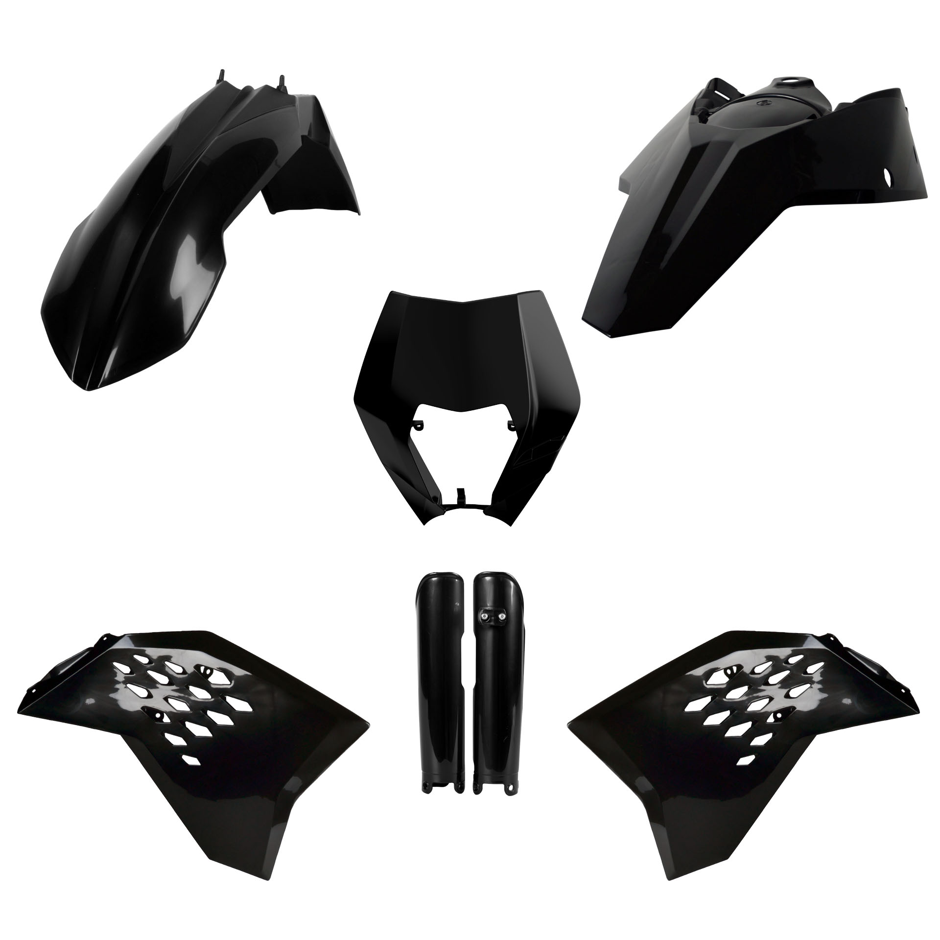 Plastic body kit POLISPORT 91458 Crni for KTM XC-W 300 2008-2011