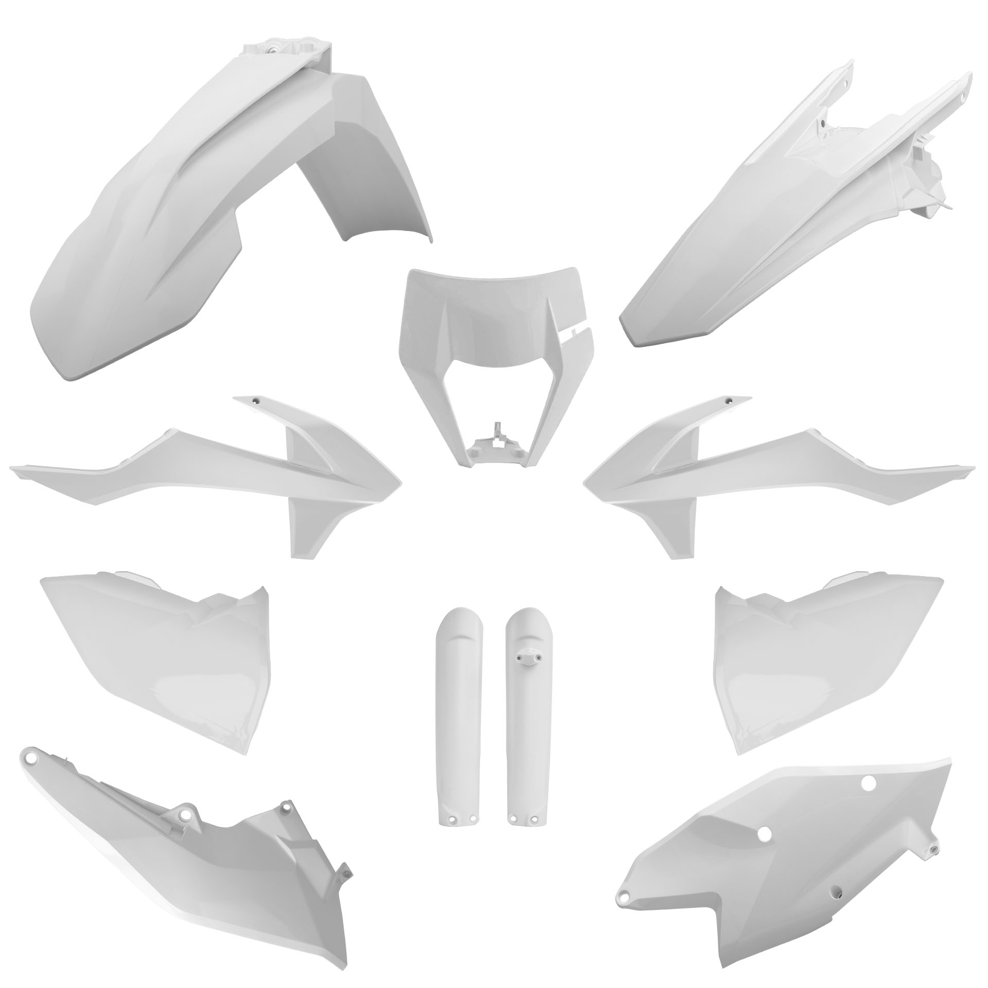 Plastic body kit POLISPORT 91470 White KTM for KTM XC-W 125 2017-2019, KTM XC-W 300 2017-2019