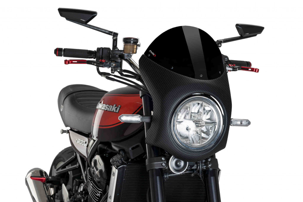 Windshield PUIG SEMI-FAIRING 9596N carbon look Crni