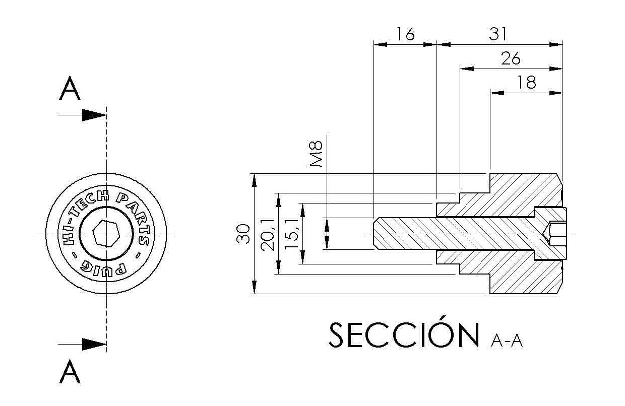 Mirror adaptor PUIG 9764N Crni to bar end