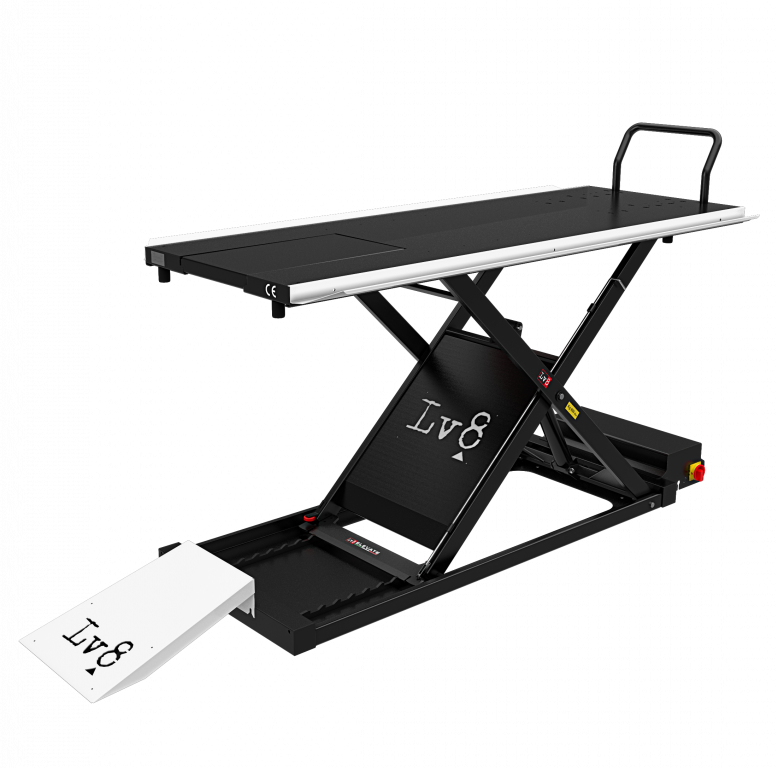 Motorcycle lift LV8 GOLDRAKE 400 FLOOR VERSION EG400O.W with air pump (black and white RAL 9016)