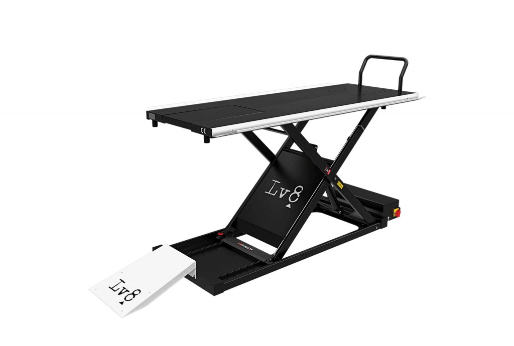 Motorcycle lift LV8 GOLDRAKE 600C FLOOR VERSION EG600CE.W with electro-hydraulic unit (black and white RAL 9016)