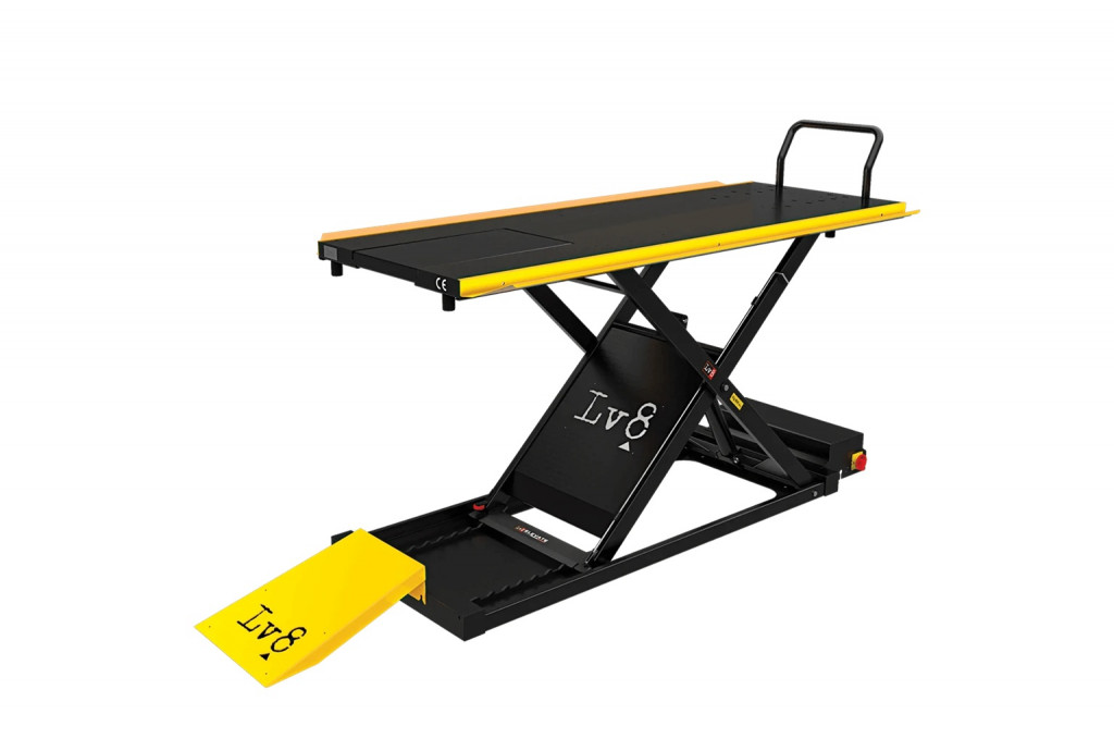 Motorcycle lift LV8 GOLDRAKE 600C FLOOR VERSION EG600CE.Y with electro-hydraulic unit (black and yellow RAL 1021)