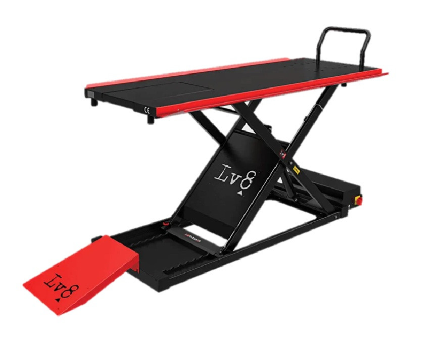 Motorcycle lift LV8 GOLDRAKE 600HC FLOOR VERSION EG600HCE.R with electro-hydraulic unit (black and red RAL 3002)