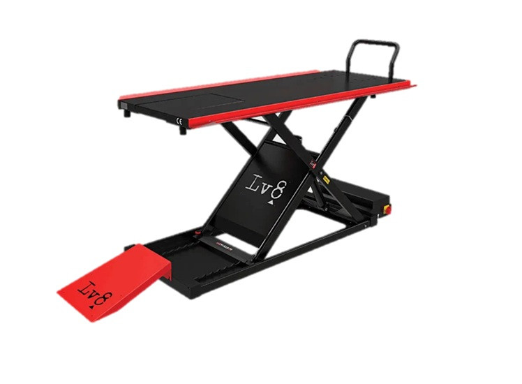 Motorcycle lift LV8 GOLDRAKE 800HC FLOOR VERSION EG800HCE.R with electro-hydraulic unit (black and red RAL 3002)