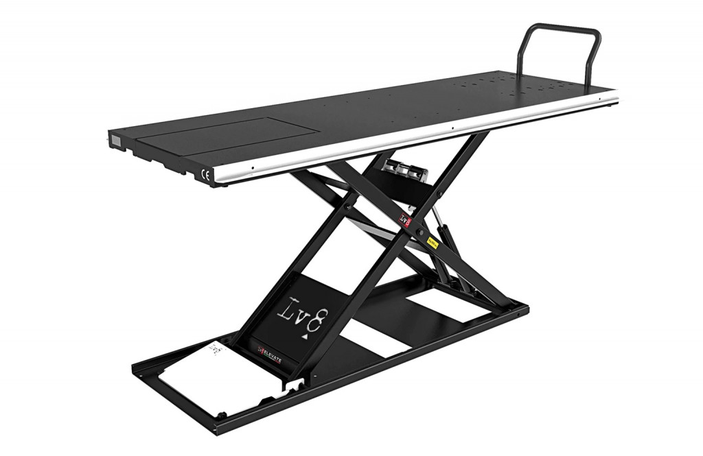 Motorcycle lift LV8 NANO 600 FLOOR VERSION EN600GE.W with electro-hydraulic unit (black and white RAL 9016)