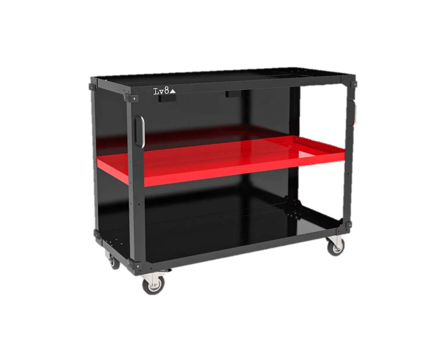 Trolley with 3 shelves LV8 EQC3RS.1105.R L1200 black with red shelves