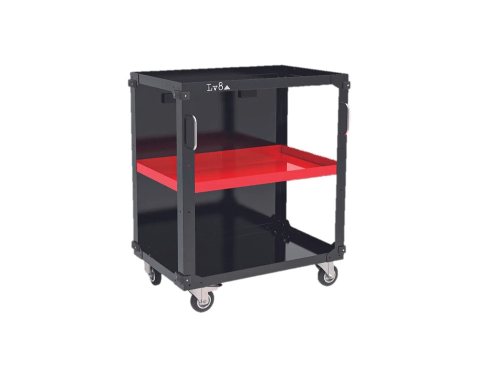 Trolley with 3 shelves LV8 EQC3RS.7605.R L800 black with red shelves