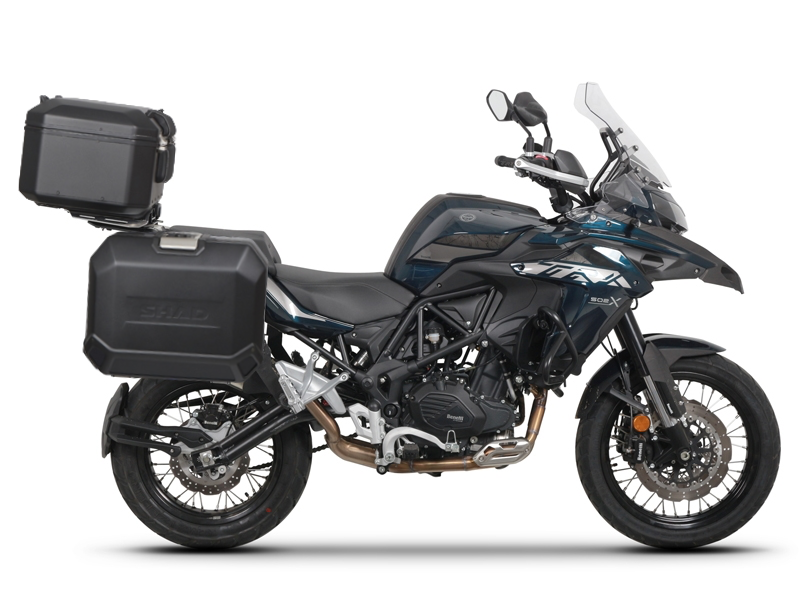 Set aluminijastih kofera sa nosači i pločo SHAD TERRA BLACK, 37L stražnji kofer in 36L/47L bočni koferi SHAD BENELLI TRK 502X
