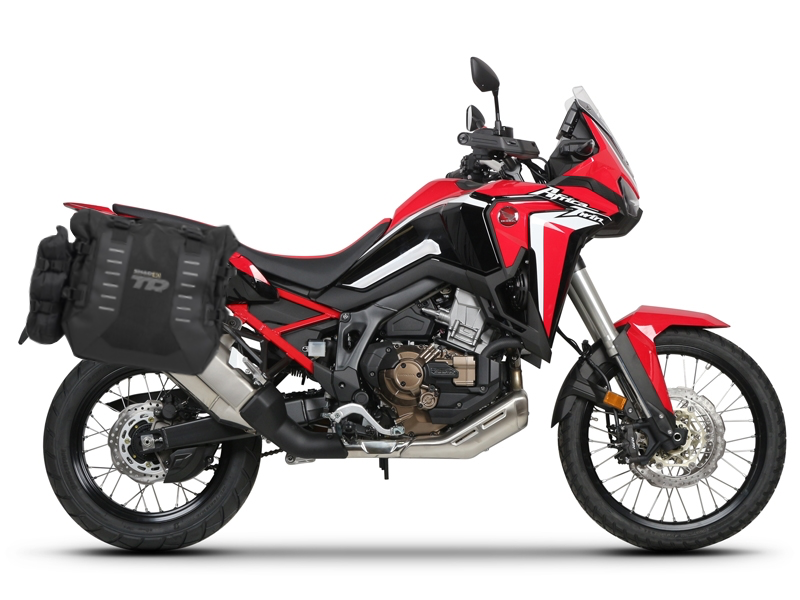 Complete set of SHAD TERRA TR40 adventure saddlebags and SHAD TERRA aluminium 37L topcase, including mounting kit SHAD HONDA CRF 1100 Africa Twin