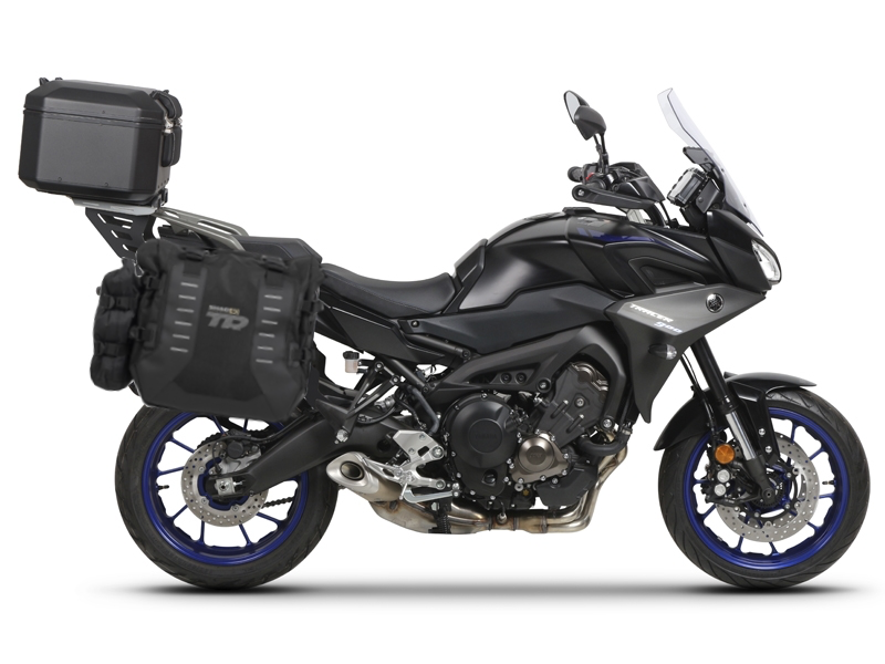 Complete set of SHAD TERRA TR40 adventure saddlebags and SHAD TERRA BLACK aluminium 48L topcase, including mounting kit SHAD YAMAHA MT-09 Tracer / Tracer 900