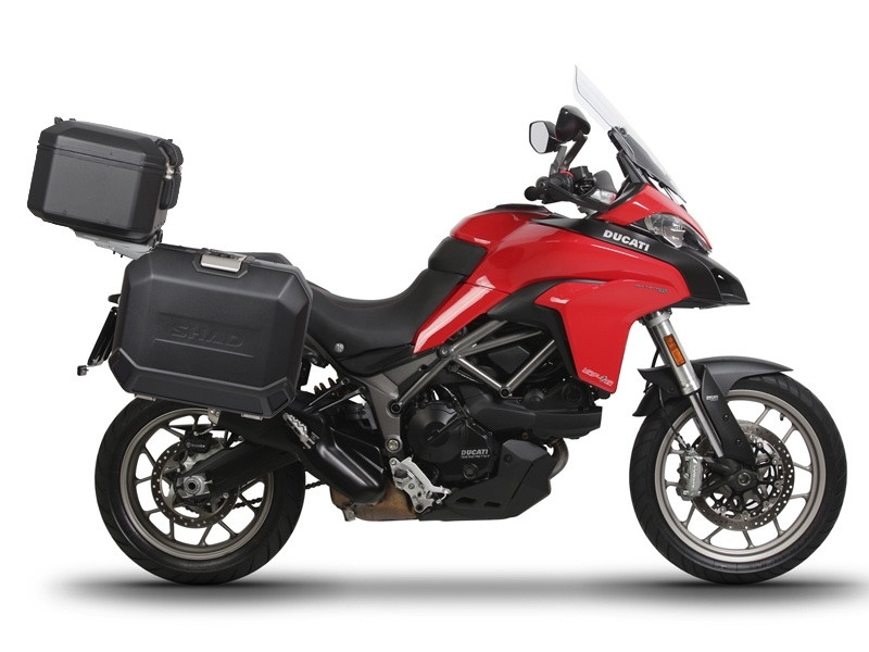 Set aluminijastih kofera sa nosači i pločo SHAD TERRA BLACK, 37L stražnji kofer in 47L bočni koferi SHAD DUCATI MULTISTRADA 950 / 1200 / 1260