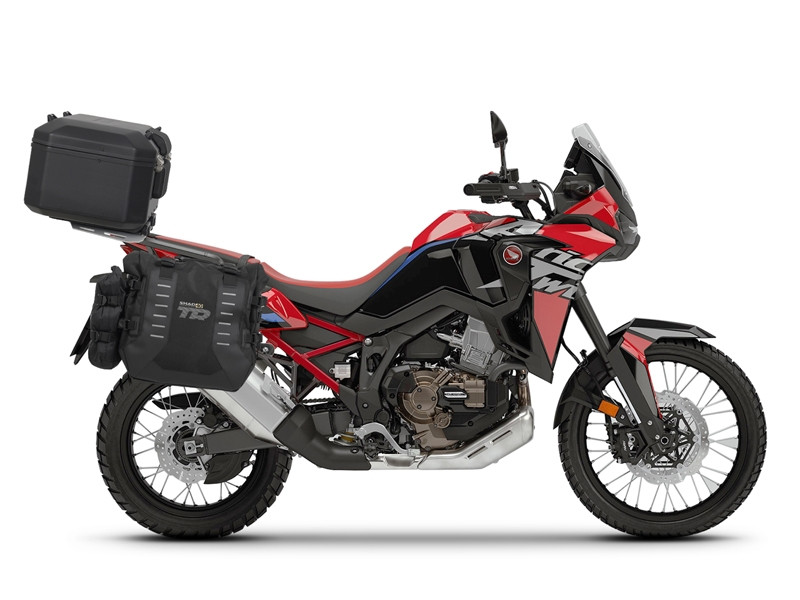 Complete set of SHAD TERRA TR40 adventure saddlebags and SHAD TERRA BLACK aluminium 55L topcase, including mounting kit SHAD HONDA CRF 1100 Africa Twin