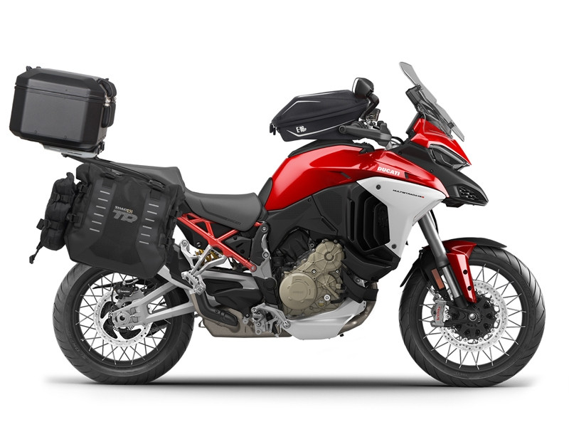 Complete set of SHAD TERRA TR40 adventure saddlebags and SHAD TERRA BLACK aluminium 55L topcase, including mounting kit SHAD Ducati Multistrada 1200 V4