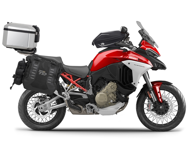 Complete set of SHAD TERRA TR40 adventure saddlebags and SHAD TERRA aluminium 55L topcase, including mounting kit SHAD Ducati Multistrada 1200 V4