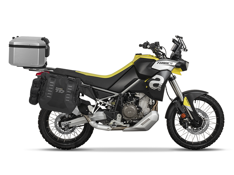Complete set of SHAD TERRA TR40 adventure saddlebags and SHAD TERRA aluminium 55L topcase, including mounting kit SHAD Aprilia Tuareg 660