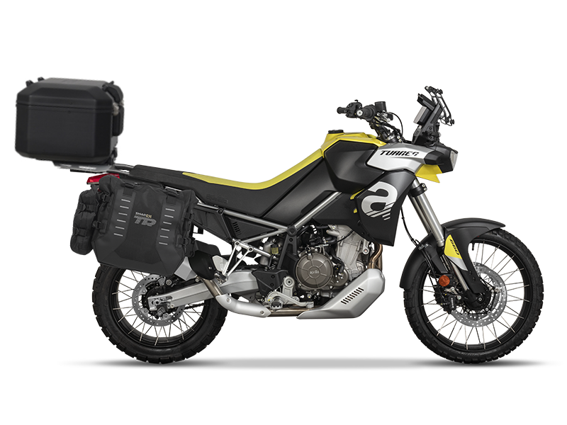 Complete set of SHAD TERRA TR40 adventure saddlebags and SHAD TERRA BLACK aluminium 37L topcase, including mounting kit SHAD Aprilia Tuareg 660