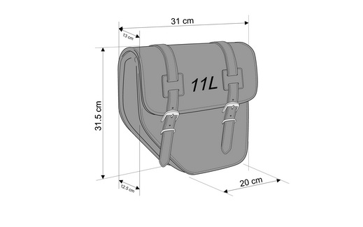 Leather saddlebag CUSTOMACCES IBIZA AP0006N Crni right