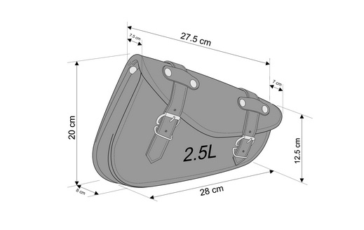 Leather saddlebag CUSTOMACCES DETROIT APD001N Crni pair