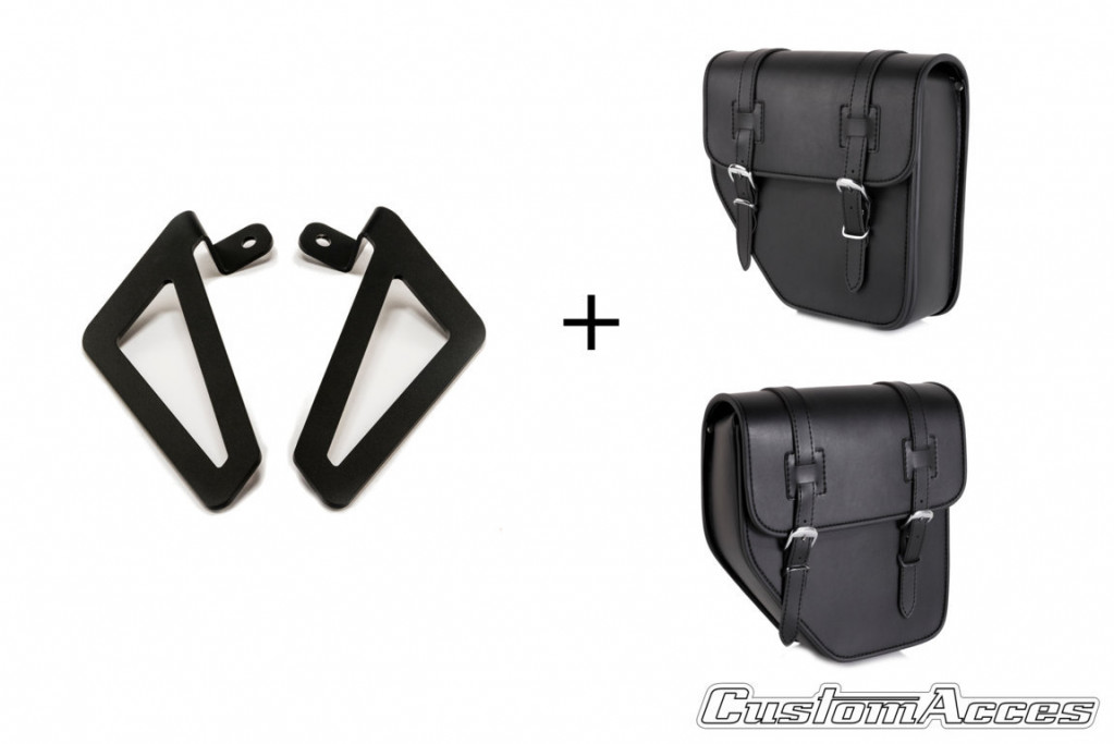 Leather saddlebag CUSTOMACCES IBIZA API002N Crni pair, with universal support