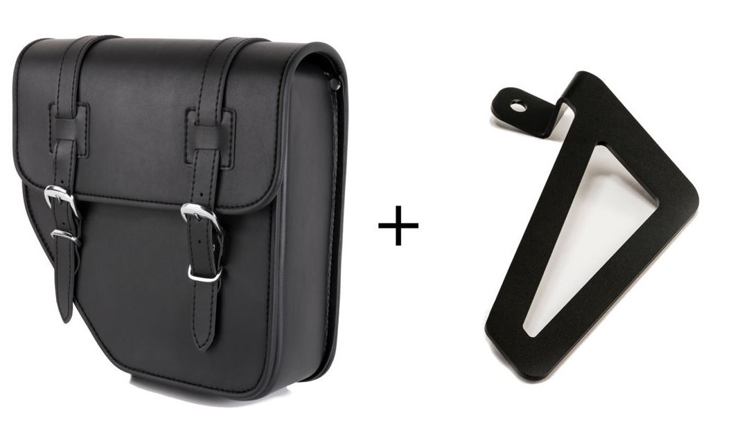 Leather saddlebag CUSTOMACCES IBIZA APM002N Crni left, with universal support