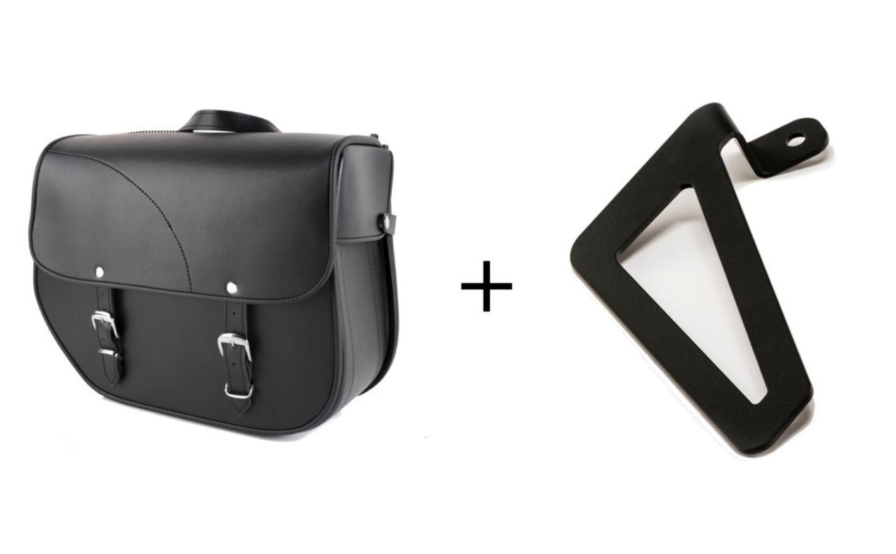 Leather saddlebag CUSTOMACCES SANT LOUIS APS004N Crni right, with universal support