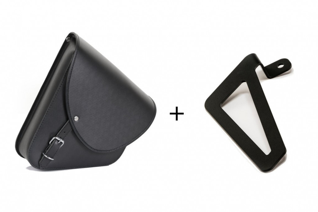 Leather saddlebag CUSTOMACCES BARCELONA APS006N Crni right, with universal support