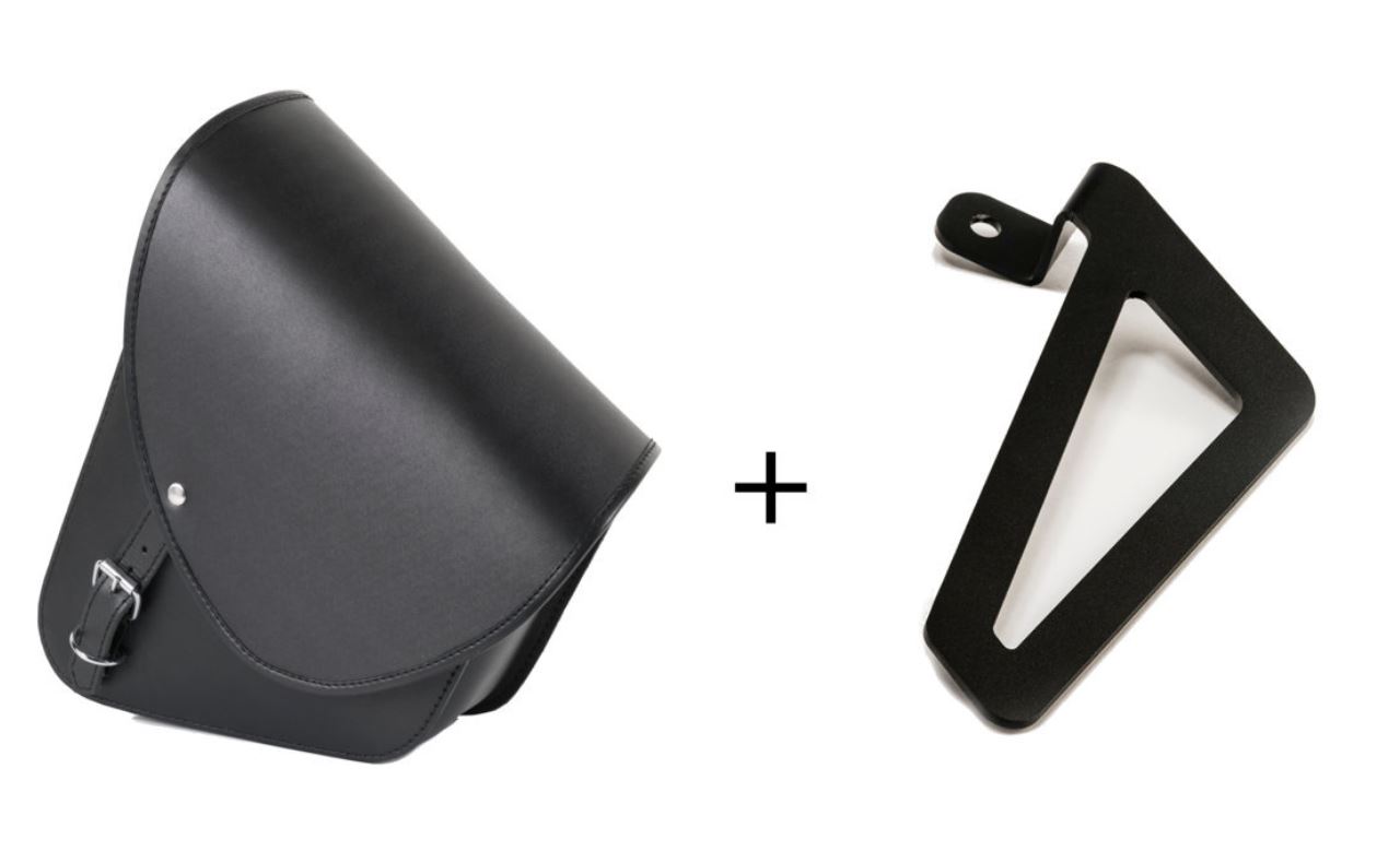 Leather saddlebag CUSTOMACCES BARCELONA APS007N Crni left, with universal support