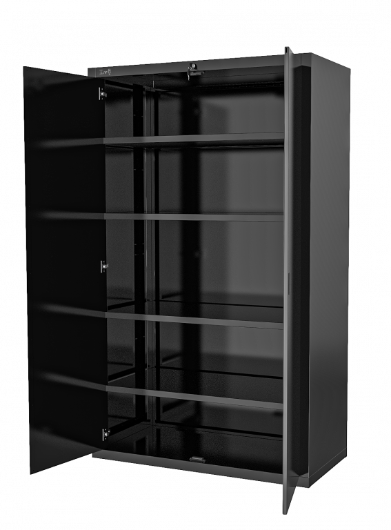 2 doors closet with key lock and 4 adjustable shelves LV8 EQA2A Crni