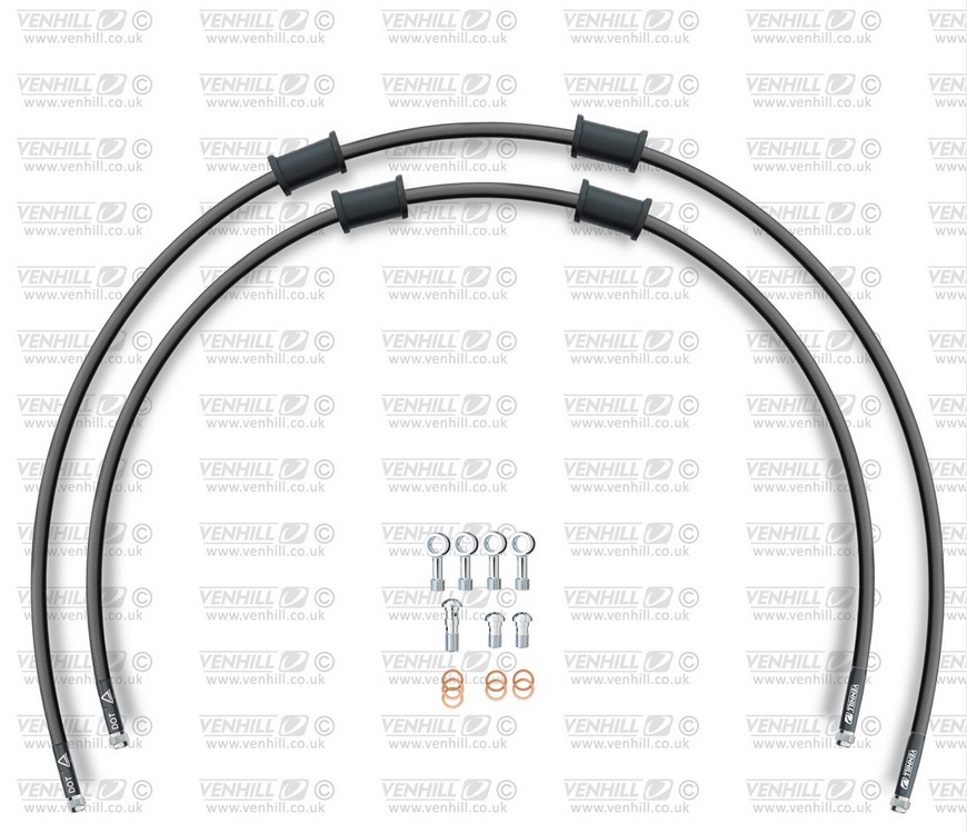 Kit prednjih kočionog crijeva Venhill POWERHOSEPLUS HON-4007F-BK (1 hose in kit) Black hoses, chromed fittings
