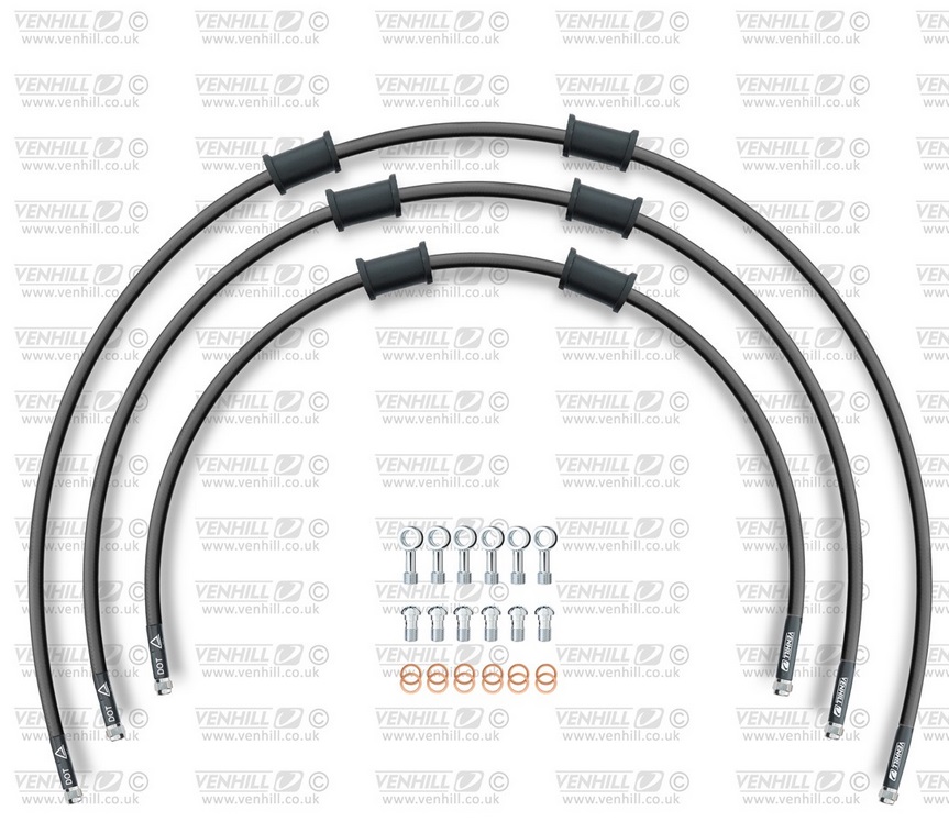 STANDARD Front brake hose kit Venhill POWERHOSEPLUS SUZ-7010FS-BK (3 hoses in kit) Black hoses, stainless steel fittings