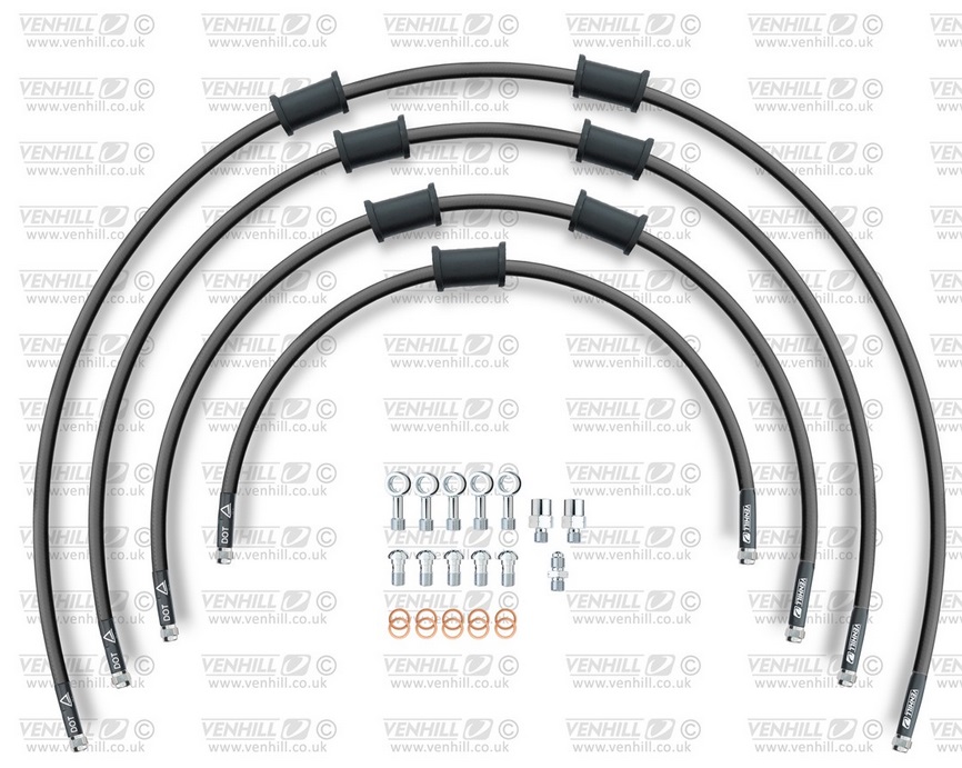 STANDARD Front brake hose kit Venhill POWERHOSEPLUS HON-10034F-BK (4 hoses in kit) Black hoses, chromed fittings