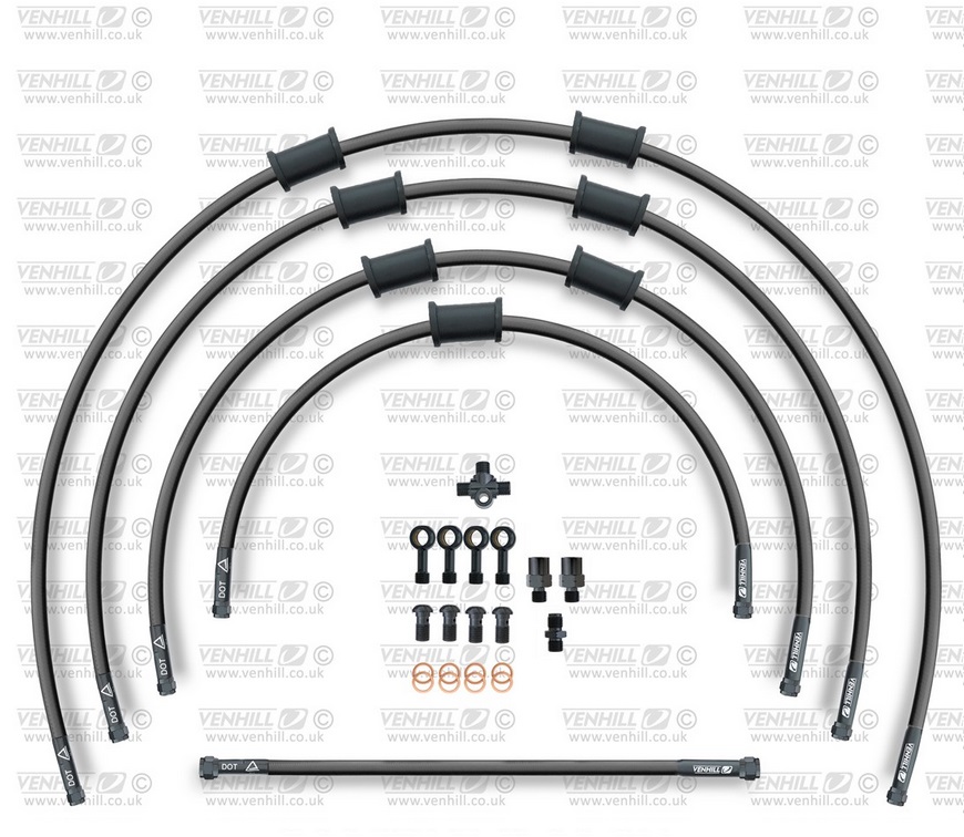 STANDARD Front brake hose kit Venhill POWERHOSEPLUS SUZ-10001FB-BK (5 hoses in kit) Black hoses, black fittings