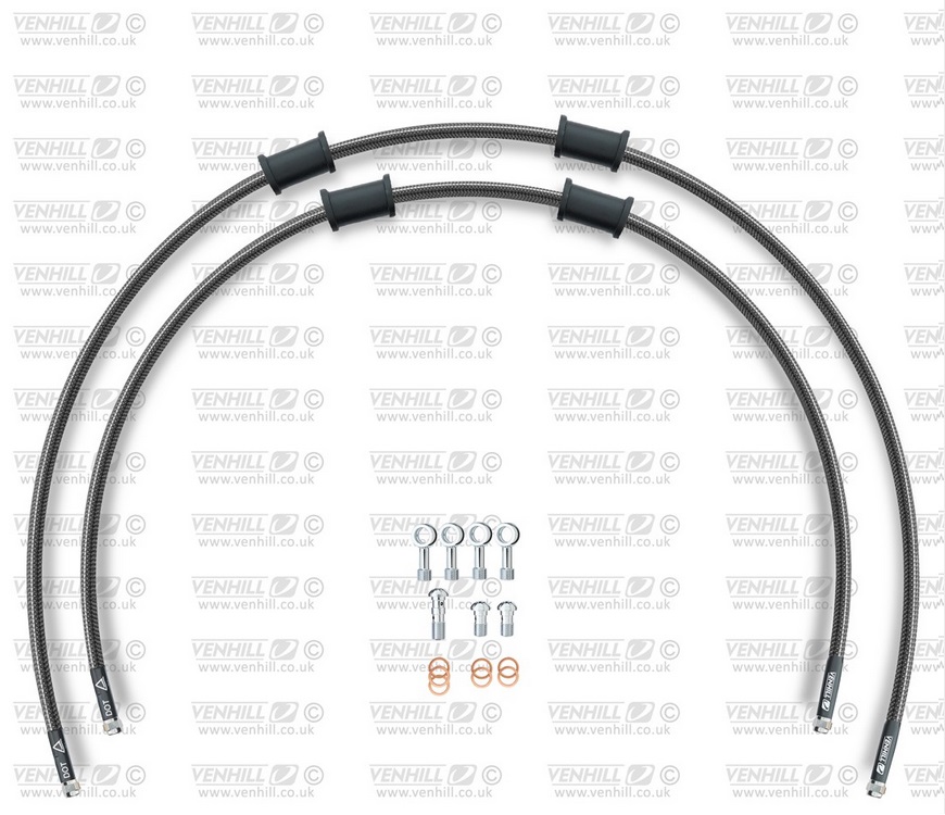 Kit prednjih kočionog crijeva Venhill POWERHOSEPLUS HON-4007F-CB (1 hose in kit) Carbon hoses, chromed fittings