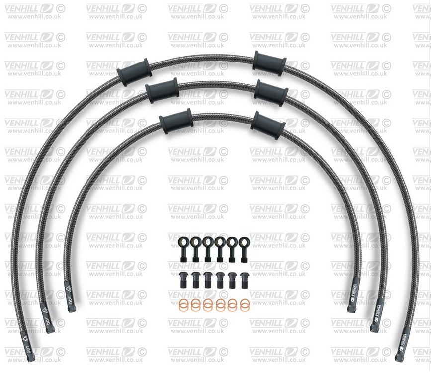 STANDARD Front brake hose kit Venhill POWERHOSEPLUS HON-10032FB-CB (3 hoses in kit) Carbon hoses, black fittings
