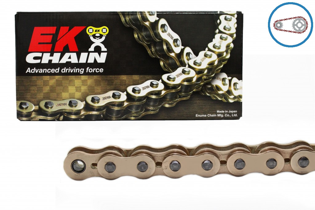 Chain kit EK - Zlat chain 525 MVXZ, X-ring (X, NX, QX, XS), CHK front sprocket JT, CHK aluminium CHK rear sprocket JT for DUCATI 998 S 2002