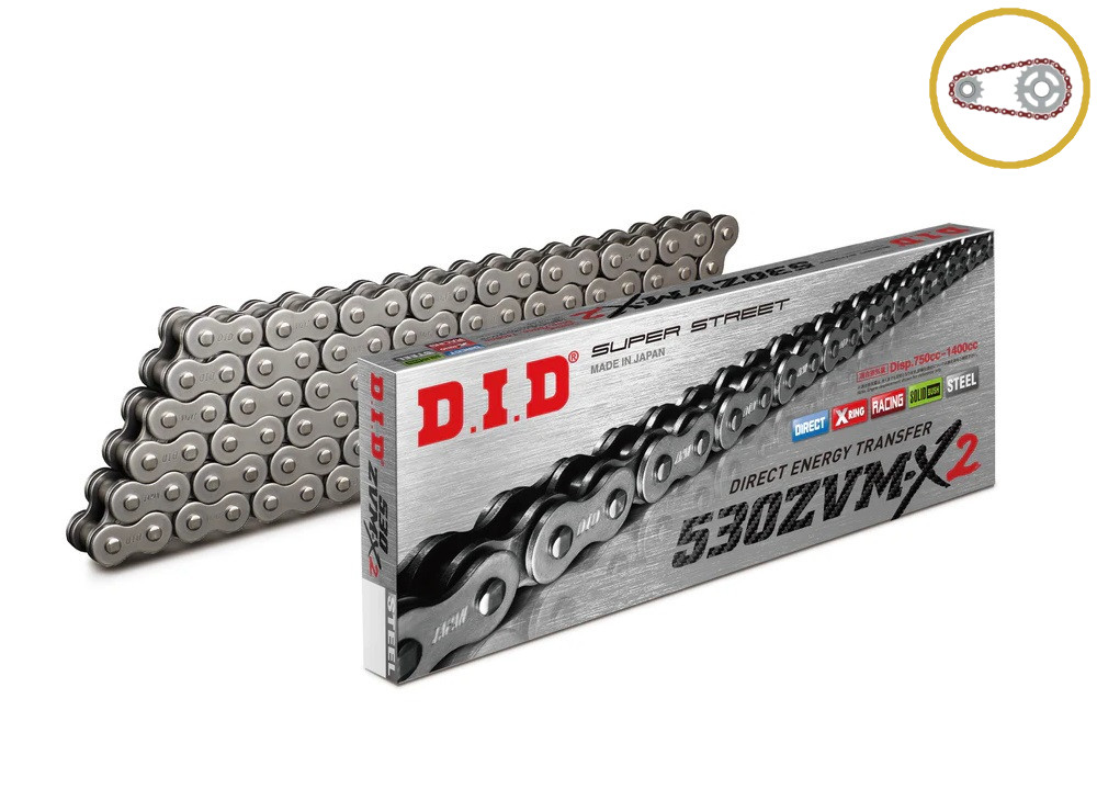 Chain kit D.I.D Chain - Silver chain 530 ZVM-X, X-ring (X, NX, QX, XS), CHK front sprocket JT, CHK rear sprocket JT for HONDA CB-X4 1300 1997-1999