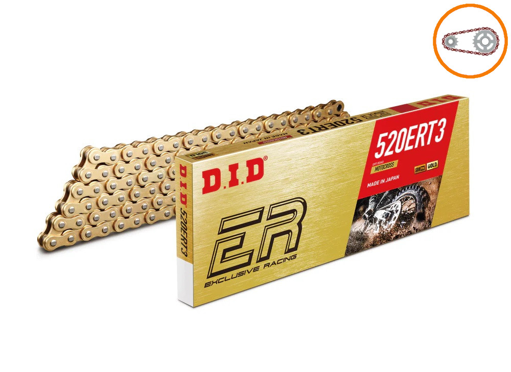 Chain kit D.I.D Chain - Zlat chain 520 ERT, Non-sealed, CHK front sprocket JT, CHK rear sprocket JT for YAMAHA WR 250 1997