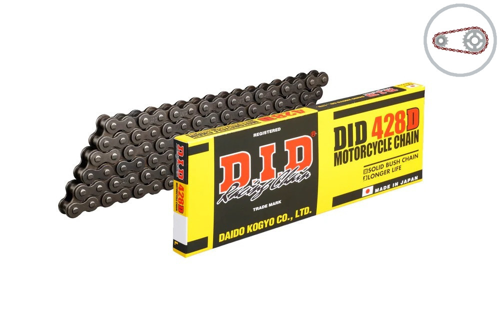 Chain kit D.I.D Chain - Silver chain 428 D, Non-sealed, CHK front sprocket SUPERSPROX, CHK rear sprocket SUPERSPROX for YAMAHA XT 125 R 2005-2007