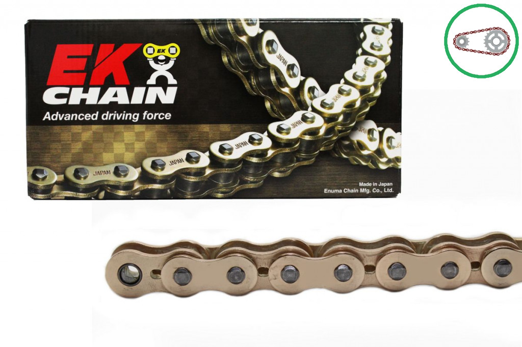 Chain kit EK - Zlat chain 428 SRX, X-ring (X, NX, QX, XS), CHK front sprocket SUPERSPROX, CHK rear sprocket SUPERSPROX STEALTH for APRILIA RS4 125 Replica 2013-2016