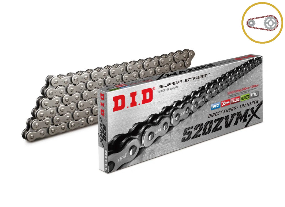 Chain kit D.I.D Chain - Silver chain 520 ZVM-X, X-ring (X, NX, QX, XS), CHK front sprocket SUPERSPROX, CHK rear sprocket SUPERSPROX STEALTH for KTM XC-F 505 2008-2009