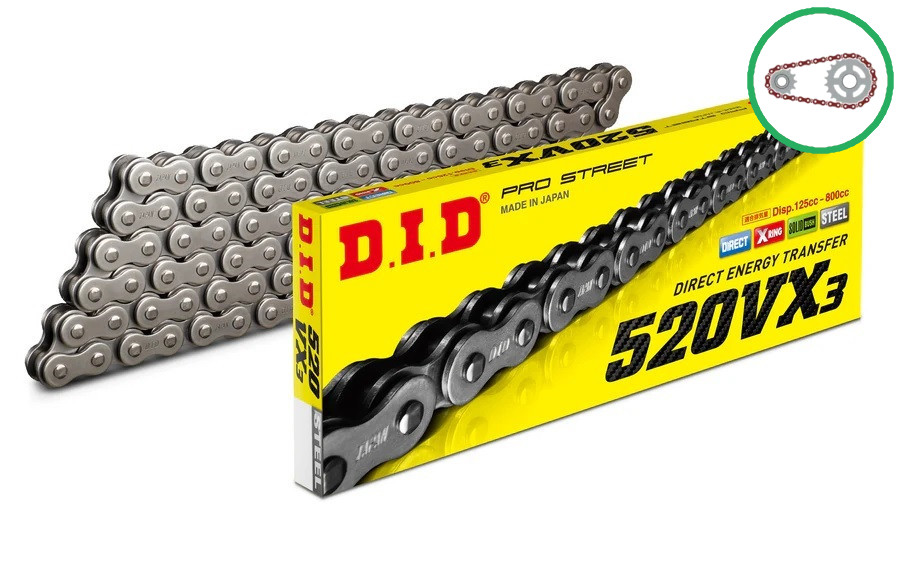 Chain kit D.I.D Chain - Silver chain 520 VX, X-ring (X, NX, QX, XS), CHK front sprocket SUPERSPROX, CHK rear sprocket SUPERSPROX for ATV YAMAHA YFM 660 Raptor 2001-2005