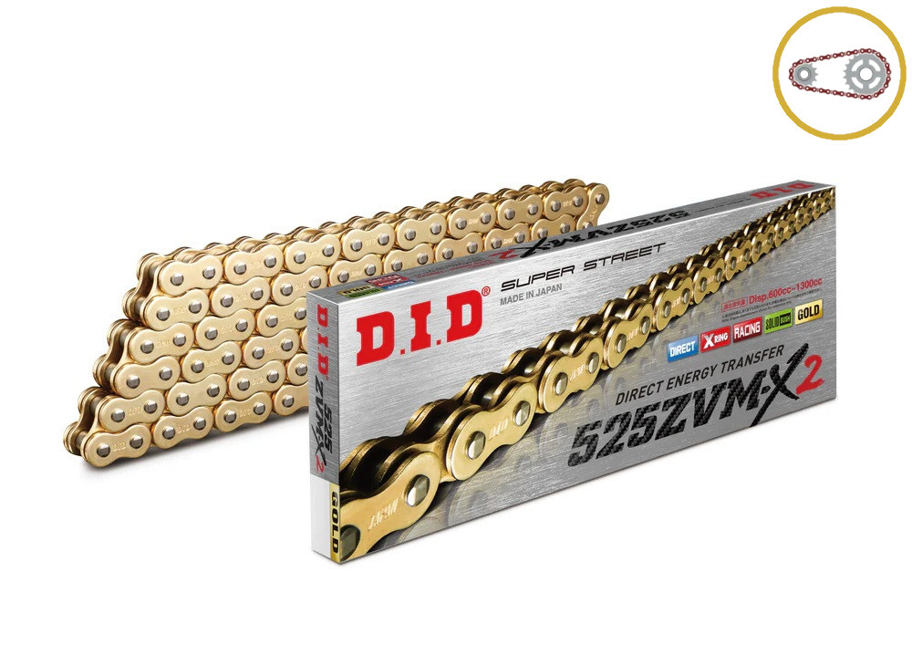Chain kit D.I.D Chain - Zlat chain 525 ZVM-X, X-ring (X, NX, QX, XS), CHK front sprocket SUPERSPROX, CHK rear sprocket SUPERSPROX STEALTH for HONDA CMX 1100 Rebel 2021-2025