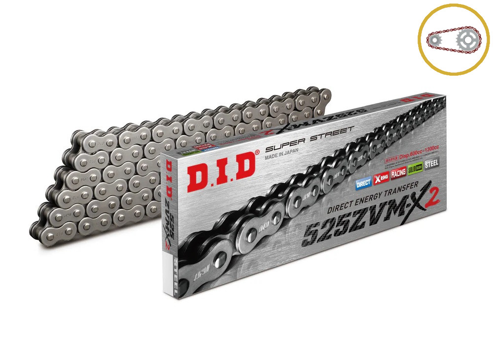 Chain kit D.I.D Chain - Silver chain 525 ZVM-X, X-ring (X, NX, QX, XS), CHK front sprocket SUPERSPROX, CHK rear sprocket SUPERSPROX STEALTH for HONDA CMX 1100 Rebel 2021-2025