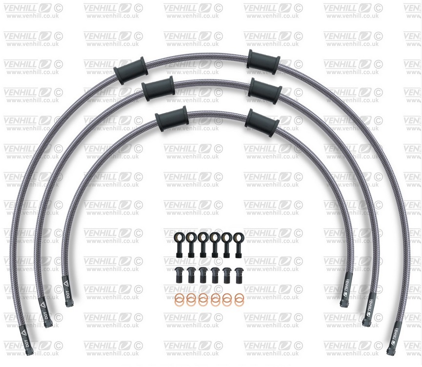 STANDARD Front brake hose kit Venhill POWERHOSEPLUS HON-6045FB (3 hoses in kit) clear hoses, black fittings