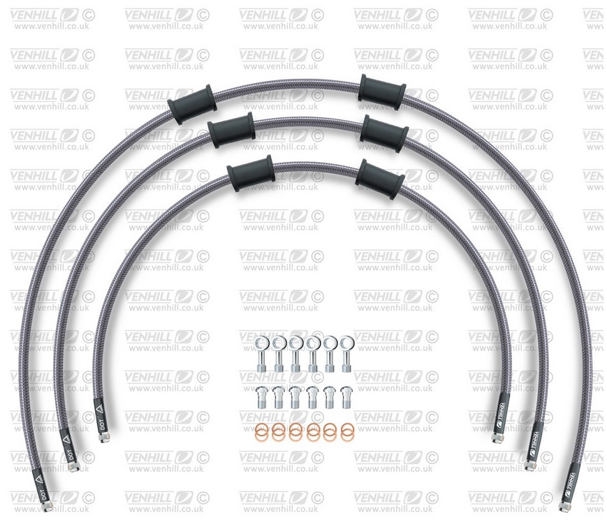 STANDARD Front brake hose kit Venhill POWERHOSEPLUS KAW-11008FS (3 hoses in kit) Clear hoses, stainless steel fittings